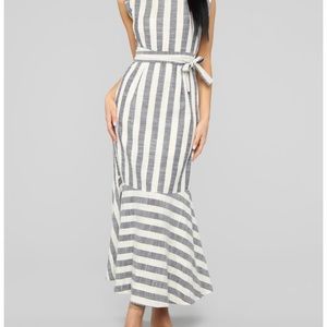 Underneath It All Striped Maxi Dress - Taupe/Combo
